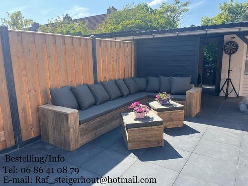 Steigerhout Hoekbank Met kussens Loungebank Tuinbank Stoel !, Tuin en Terras, Tuinsets en Loungesets, Nieuw, Loungeset, Steigerhout