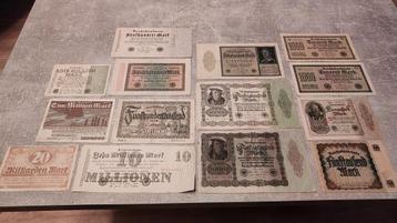 Duitse bankbiljetten uit de hyperinflatie periode 