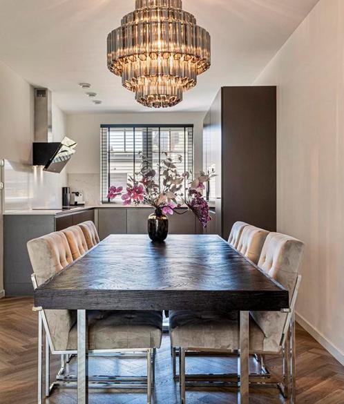 Richmond eettafel Blackbone zilver - uitschuifbare tafel, Huis en Inrichting, Tafels | Eettafels, Zo goed als nieuw, 50 tot 100 cm