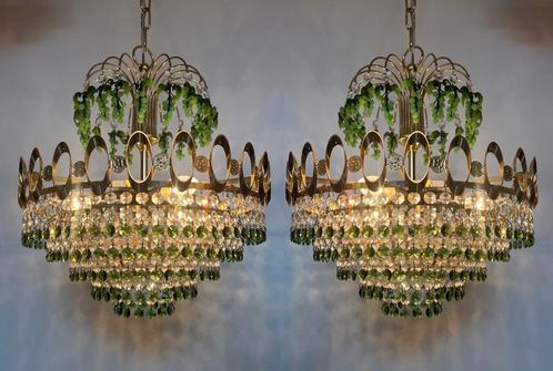 Set van 3 hanglampen groene druiven murano kroonluchters, Huis en Inrichting, Lampen | Kroonluchters, Ophalen of Verzenden