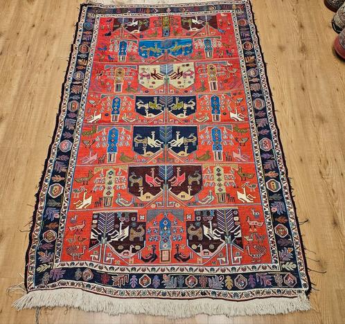 Vintage handgeweven perzische zijde kelim 213x134, Huis en Inrichting, Stoffering | Tapijten en Kleden, Gebruikt, 100 tot 150 cm