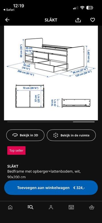 Ikea Släkt bedframe 90 x 200 wit - afbeelding 6 Ikea Släkt bedframe 90 x 200 wit - afbeelding 6