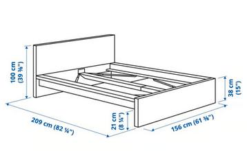 Ikea Malm Bed 160x200 cm. Inclusief 2 x lattenbodem - afbeelding 2 Ikea Malm Bed 160x200 cm. Inclusief 2 x lattenbodem - afbeelding 2