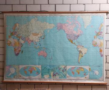 Grote Wereld Schoolkaart 210 x 147cm