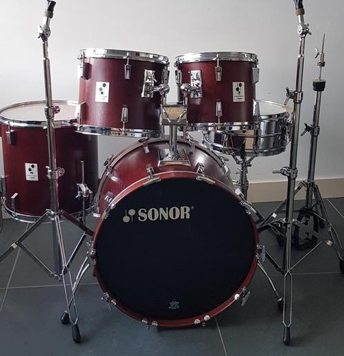SONOR Performer complete 5 delige drumset Red Mahogany, Muziek en Instrumenten, Drumstellen en Slagwerk, Zo goed als nieuw, Sonor