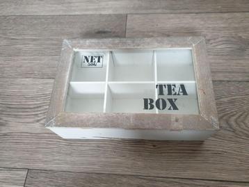 Theedoos, tea box — houten ( wit ️ )