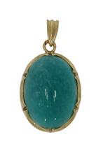 Klassieke 14k gouden hanger blauwgroene Chalcedoon uniek