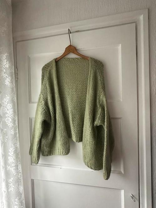 Mooi lichtgroen wollen oversized vest maat XL 44 46, Kleding | Dames, Truien en Vesten, Zo goed als nieuw, Maat 42/44 (L), Groen