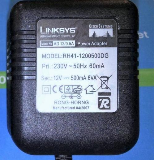 Linksys AD12/0.5A DVE DV-1250UP Power Adapter 12V 500mA 6W, Computers en Software, Pc- en Netwerkkabels, Zo goed als nieuw, Ophalen of Verzenden
