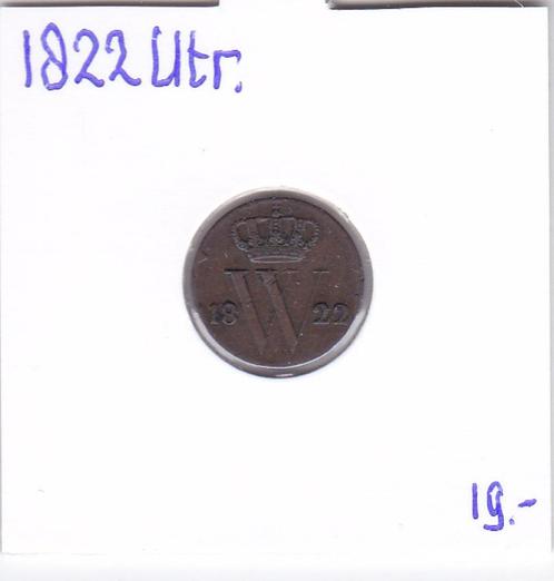 1/2 cent 1822 Utrecht Willem 1 voor 19 euro, Postzegels en Munten, Munten | Nederland, Ophalen of Verzenden