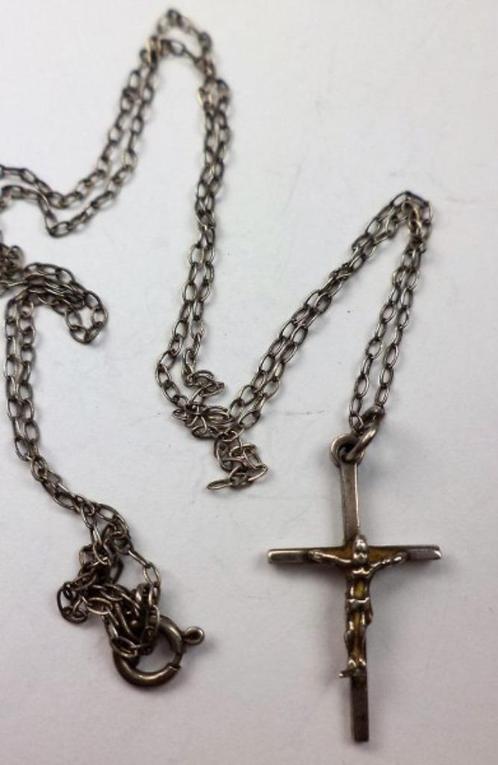 Mooi vintage 3D zilveren kruisje crucifix aan ketting (7941-, Sieraden, Tassen en Uiterlijk, Kettinghangers, Zo goed als nieuw