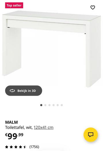 Toilet tafel malm van ikea met glasplaat - afbeelding 7 Toilet tafel malm van ikea met glasplaat - afbeelding 7