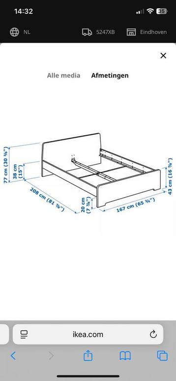 Bedframe Ikea - afbeelding 2 Bedframe Ikea - afbeelding 2