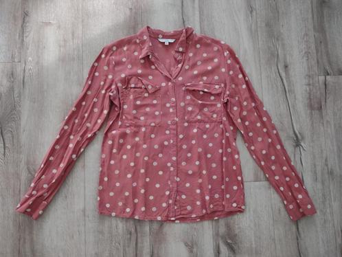 Prachtige roestbruine blouse met stippen en vosjes, maat S., Kleding | Dames, Blouses en Tunieken, Zo goed als nieuw, Maat 36 (S)