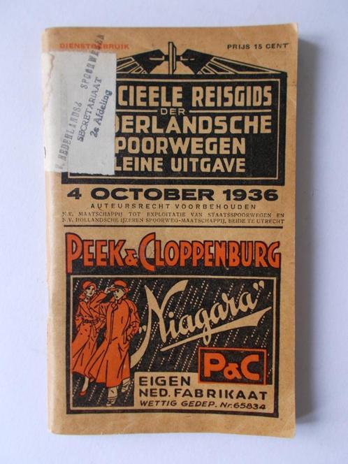 NS Nederlandse Spoorwegen - Officiële Reisgids 4 oct. 1936, Verzamelen, Spoorwegen en Tramwegen, Gebruikt, Trein, Overige typen