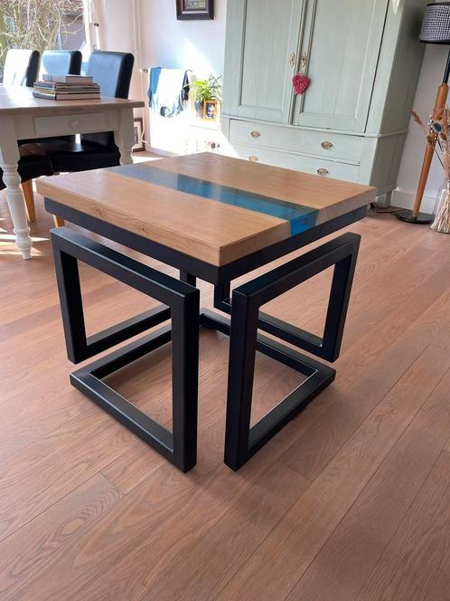 EPOXY RIVIER TAFEL, Huis en Inrichting, Tafels | Bijzettafels, Nieuw, Vierkant, 60 cm of meer, 55 tot 75 cm, Hout, Ophalen of Verzenden