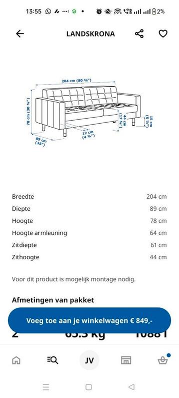 3 zits bank Ikea Landskrona met hocker - afbeelding 4 3 zits bank Ikea Landskrona met hocker - afbeelding 4