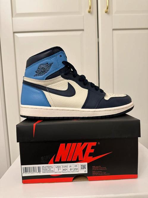 Nike Air Jordan 1 High Obsidian - 40,5 - 40.5, Kleding | Heren, Schoenen, Zo goed als nieuw, Sneakers of Gympen, Blauw, Ophalen of Verzenden