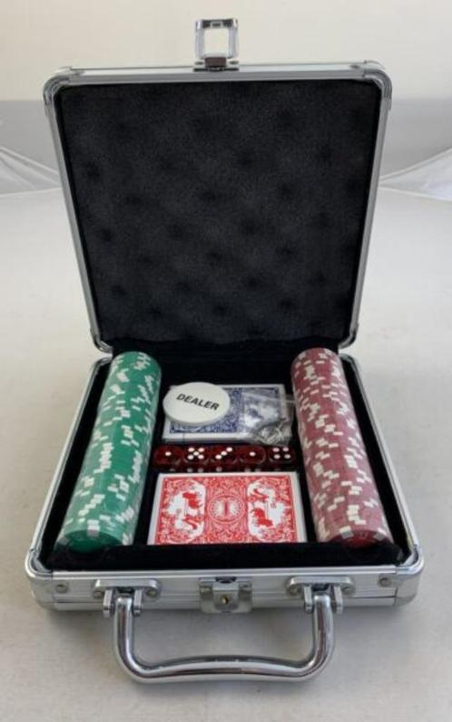 Pokerkoffer Pokerset 100 Pokerchips Poker aluminium Koffer, Hobby en Vrije tijd, Gezelschapsspellen | Kaartspellen, Gebruikt, Ophalen of Verzenden