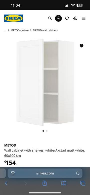 IKEA wit Metod wandkast met Axstad deur 60x100 - afbeelding 2 IKEA wit Metod wandkast met Axstad deur 60x100 - afbeelding 2
