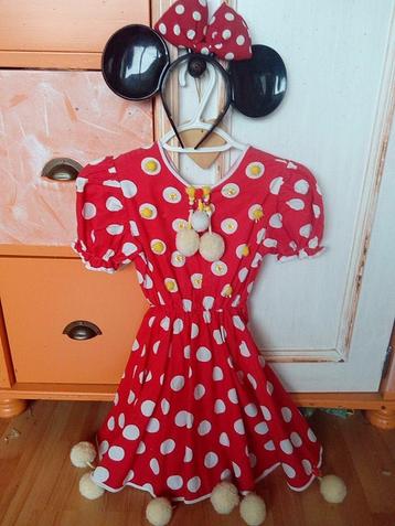 Minnie Mouse jurkje. Voor meisje tussen 5-8 jaar. + Diadeem