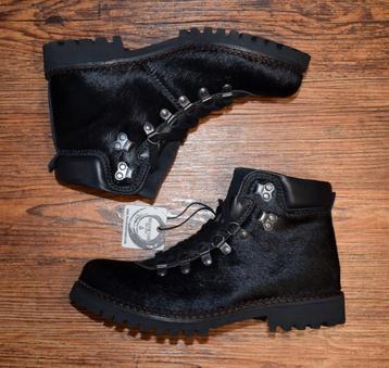 YELLOW CAB - leren/ koehuid boots Earth black - maat 38