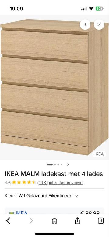 IKEA Malm Ladekast met 4 Lades - afbeelding 1 IKEA Malm Ladekast met 4 Lades - afbeelding 1
