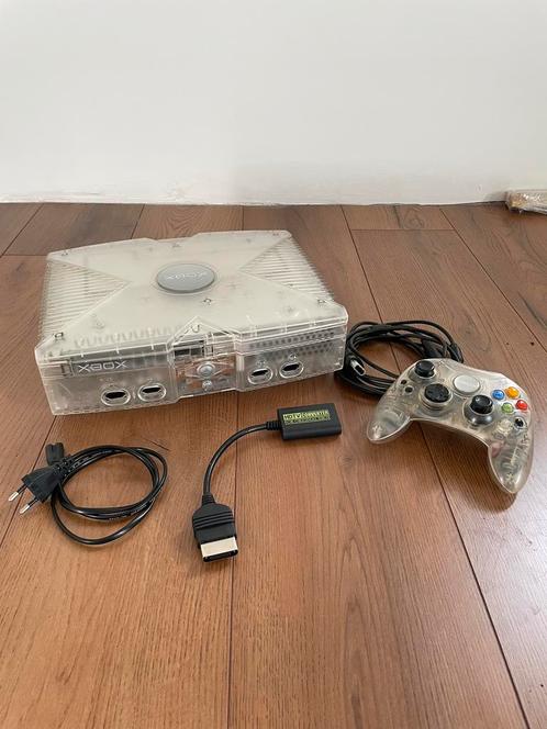 Originele Crystal Xbox met mod en 160GB HDD met games., Spelcomputers en Games, Spelcomputers | Xbox Original, Zo goed als nieuw