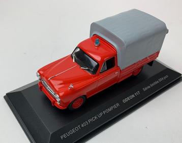 Jsn Odeon 1:43 Peugeot 403 Pick-Up Pompier, rood grijs