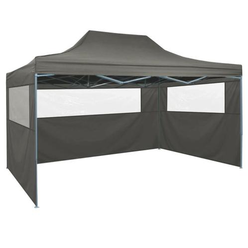 Partytent met 3 zijwanden inklapbaar 3x4 m staal antraciet, Tuin en Terras, Partytenten, Nieuw, Partytent, 2 meter of meer, Minder dan 5 meter