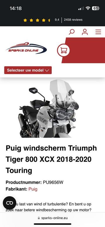 *HOOG* Windscherm Triumph Tiger 800