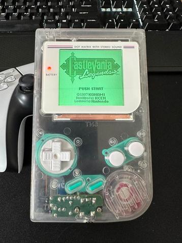 Game Boy DMG clear shell met IPS mod 