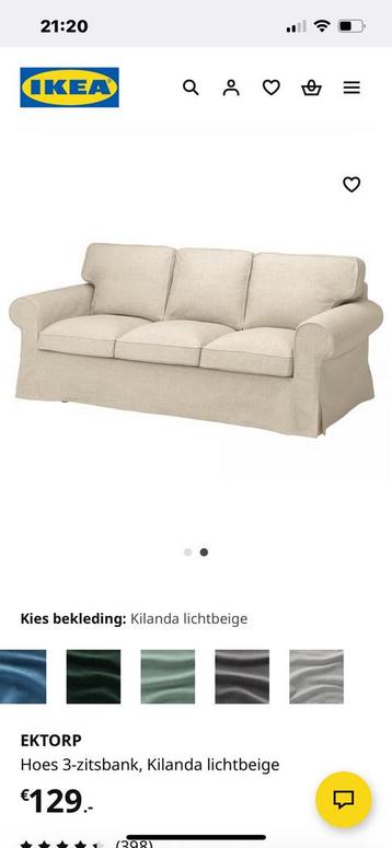 EKTORP ikea 3-zits hoes = WIT - afbeelding 1 EKTORP ikea 3-zits hoes = WIT - afbeelding 1