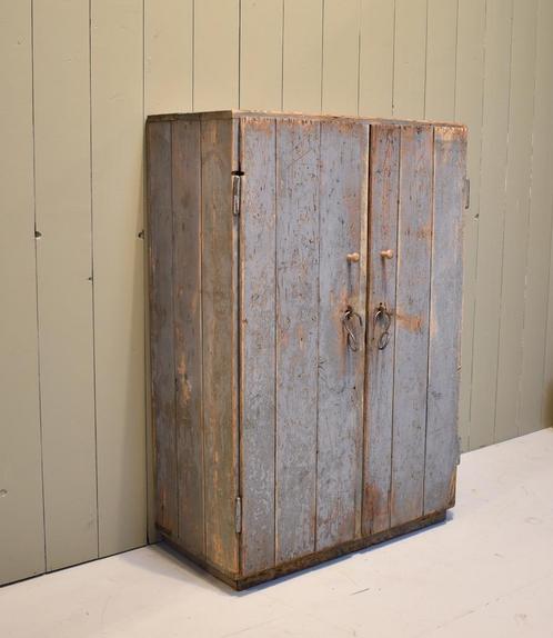 Locker, Houten locker, Industriele locker, Opbergkast, Kast, Antiek en Kunst, Curiosa en Brocante, Ophalen of Verzenden