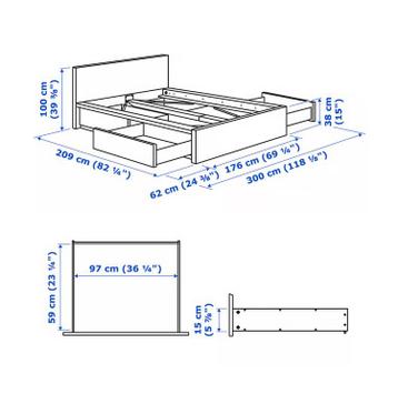 Tweepersoonsbed met 2 bedlades (Malm, Ikea) - afbeelding 7 Tweepersoonsbed met 2 bedlades (Malm, Ikea) - afbeelding 7