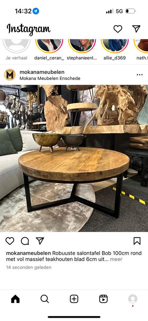 Salontafel massief teak 6cm rond 100cm uit voorraad, Huis en Inrichting, Tafels | Salontafels, Nieuw, Rond, Teakhout