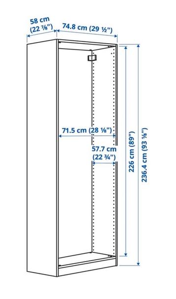 Ikea Pax kast 75x58x236 wit - incl. roede - afbeelding 2 Ikea Pax kast 75x58x236 wit - incl. roede - afbeelding 2