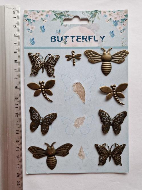 Metalen vlinders en insecten embellishments, Hobby en Vrije tijd, Scrapbooking, Zo goed als nieuw, Scrap, Ophalen of Verzenden