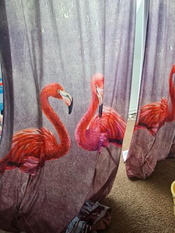 Flamingo gordijnen met stokken compleet 