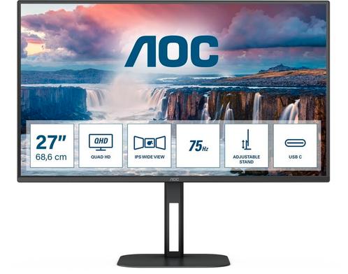 Qhd usb c q27v5c ips monitor aoc, Computers en Software, Monitoren, Zo goed als nieuw, DisplayPort, HDMI, USB-C, Ingebouwde speakers