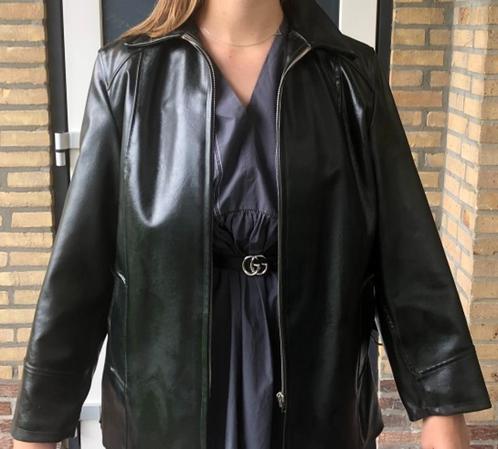 Vintage / oldscool lederen jas. Halflang model., Kleding | Dames, Jassen | Winter, Zo goed als nieuw, Maat 42/44 (L), Zwart, Ophalen of Verzenden