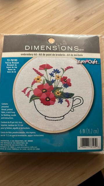 Embroidery kit beginners bordered flower teapot easy 