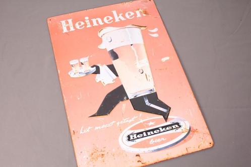 B007-Vintage Heineken Reclamebord ca. 1965, Verzamelen, Biermerken, Gebruikt, Reclamebord, Plaat of Schild, Heineken, Ophalen of Verzenden