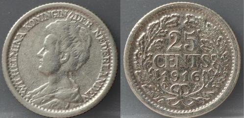 Mooi zilveren kwartje 1918 - 25 cent 1918 - Wilhelmina, Postzegels en Munten, Munten | Nederland, Losse munt, 25 cent, Koningin Wilhelmina