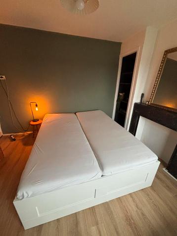 Zeer goede staat IKEA Brimnes Bed 160x200 met lattenbodem - afbeelding 1 Zeer goede staat IKEA Brimnes Bed 160x200 met lattenbodem - afbeelding 1
