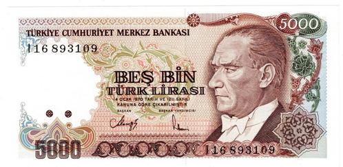 24-527 Turkije 5000 lire 1970, Postzegels en Munten, Bankbiljetten | Azië, Los biljet, Midden-Oosten, Verzenden