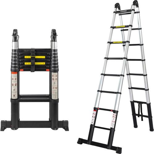 Telescopische Vouwladder 5 m Aldorr Professional, Doe-het-zelf en Verbouw, Ladders en Trappen, Zo goed als nieuw, Ladder, 4 meter of meer