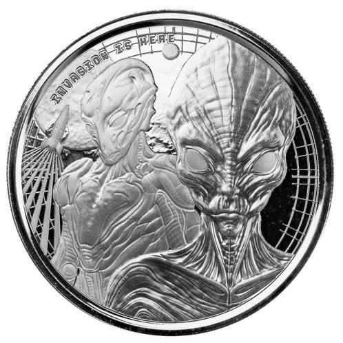 2023 Ghana 1 oz Silver 20 Cedis Space Alien BU, Postzegels en Munten, Edelmetalen en Baren, Zilver, Ophalen of Verzenden