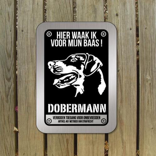 waakbord Dobermann mat zwart zilver, Dieren en Toebehoren, Honden-accessoires, Nieuw, Ophalen of Verzenden