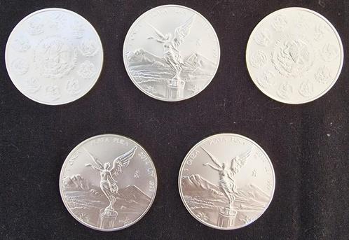 5x 1 oz Libertad Mexico Zilver Munten 2014, Postzegels en Munten, Edelmetalen en Baren, Zilver, Ophalen of Verzenden
